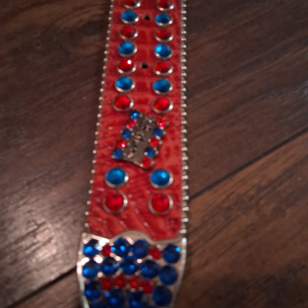 Studded Red and Blue Belt - Picture 4 of 5